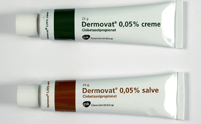 Billede af Dermovat 0,05% og Dermovat 0,05% salve som er cremer med binyrebarkhormon styrke 4