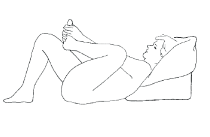 Illustration af, hvordan ben øvelsen skal laves. 