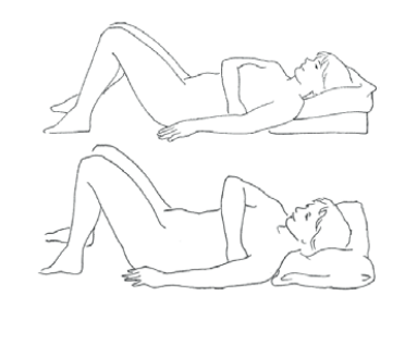 Illustration af, hvordan lyske til armhule øvelsen skal laves. 