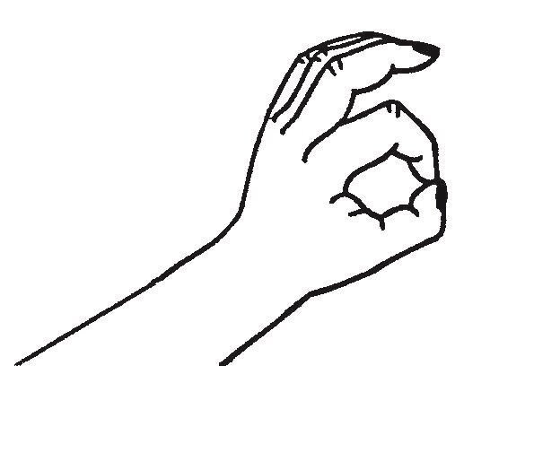 Illustration af, hvordan tommelfingeren skal føres til de andre fingerspidser én efter én. 