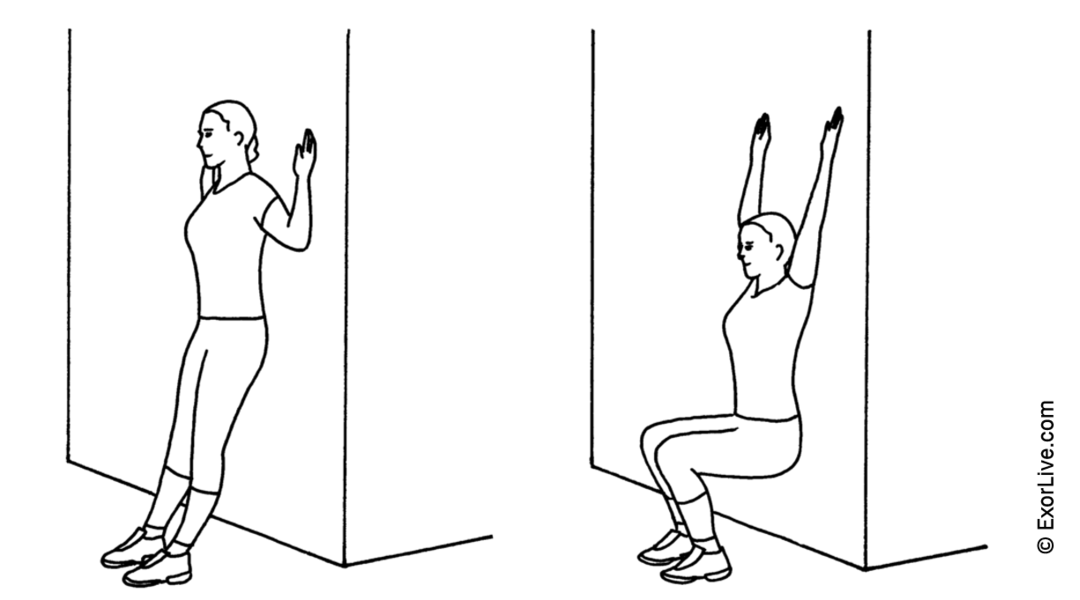 Illustration af wall slide med knæbøj.