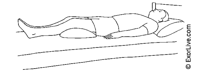 Illustration af en person, der ligger på ryggen med let bøjede knæ.
