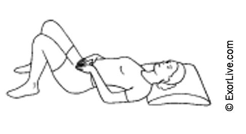 Illustration af kvinde liggende på ryg med bøjede ben