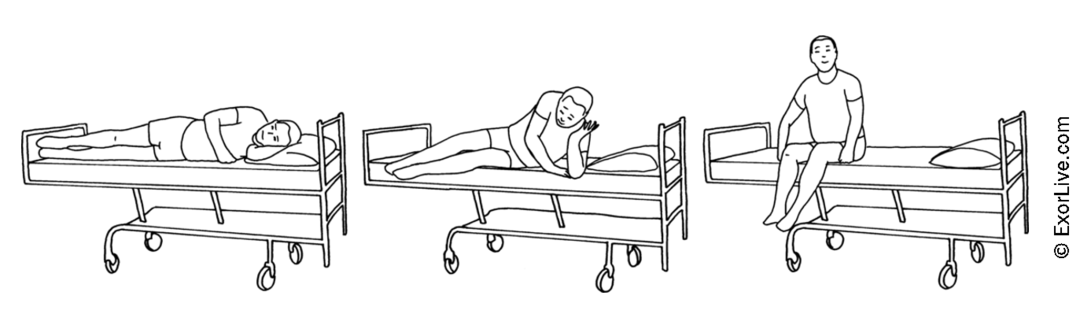 Illustration viser mand ud af seng