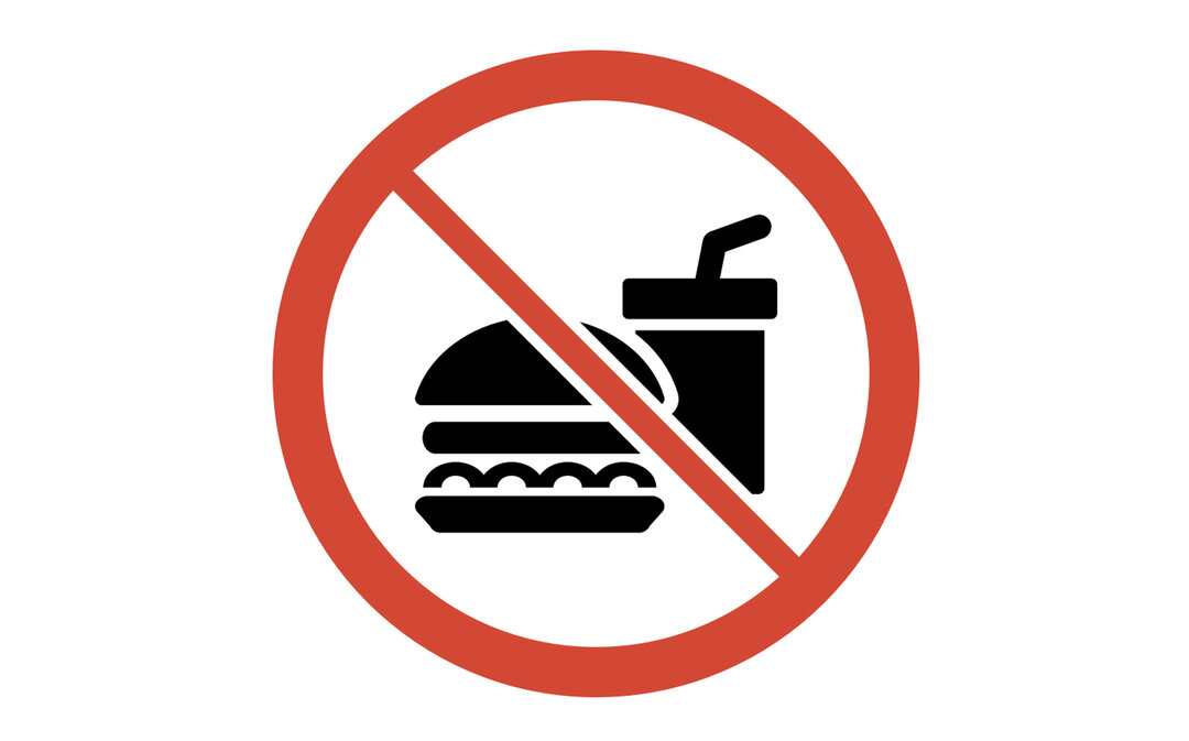 Et ikon, der viser, at man ikke må spise eller drikke.