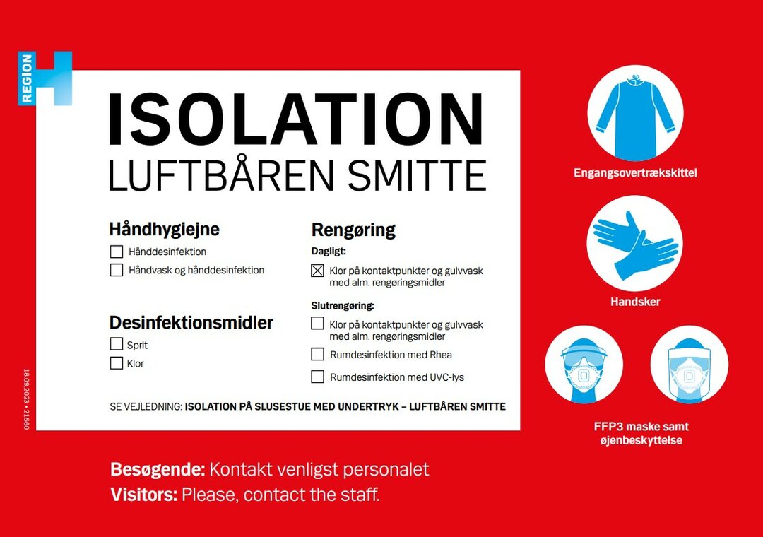 Isolation, luftbåren smitte