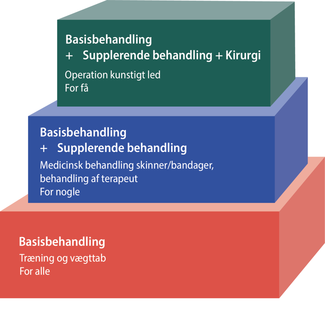 Basis- og supplerende behandlinger ved slidgigt i knæet - illustration