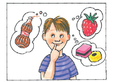 Illustrationen viser et barn der tænker på positive ting.