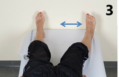 Øvelse 3: Spænd op i lårmusklen og før det opererede ben ud til siden og ind igen. Lad benet glide på underlaget.