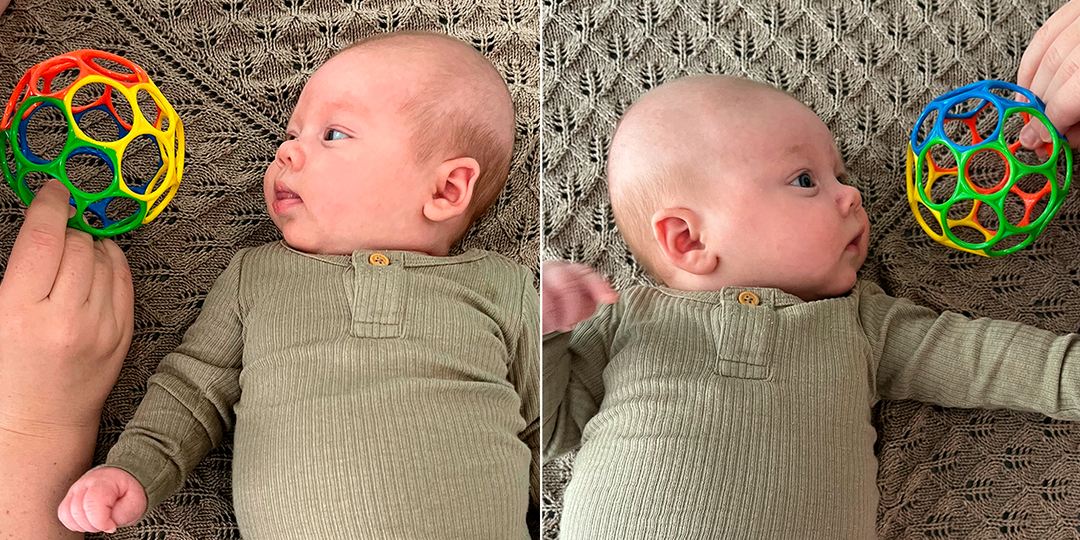 Billede af person, der pusler med en baby.