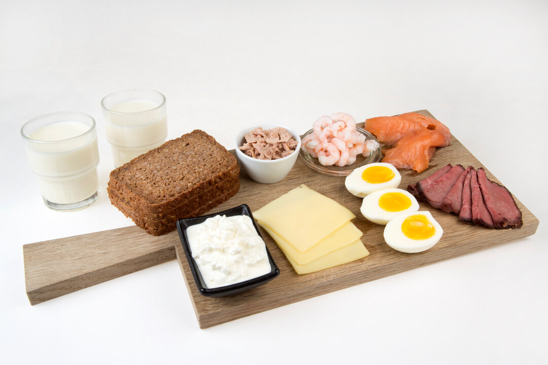 Eksempel på proteinrige madvarer til et frokostmåltid