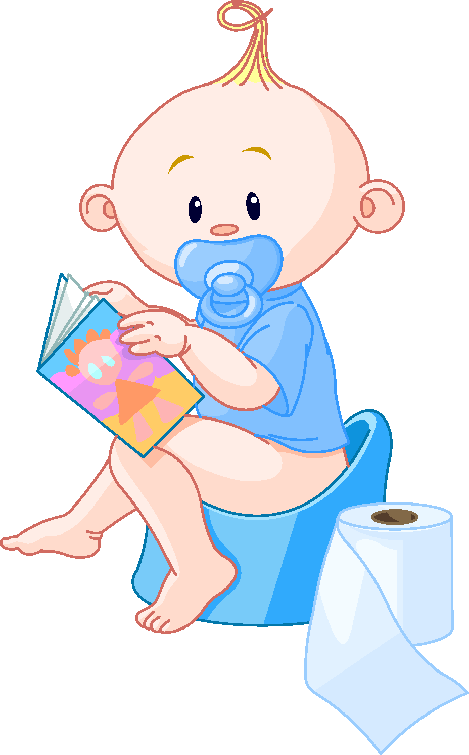 Illustration af baby siddende på potte