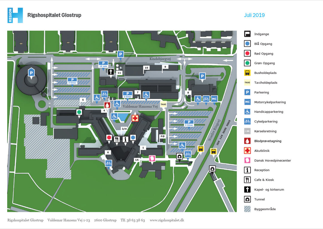 Kort over Glostrup Hospital