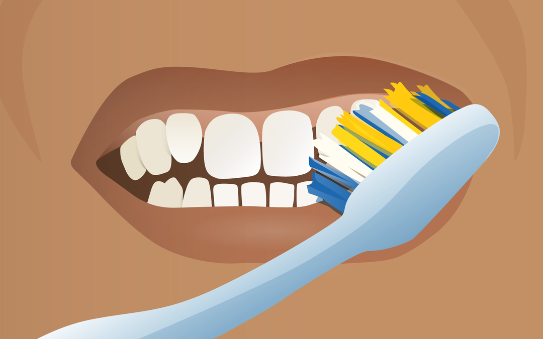 Dekorativ illustration af mund og tandbørste